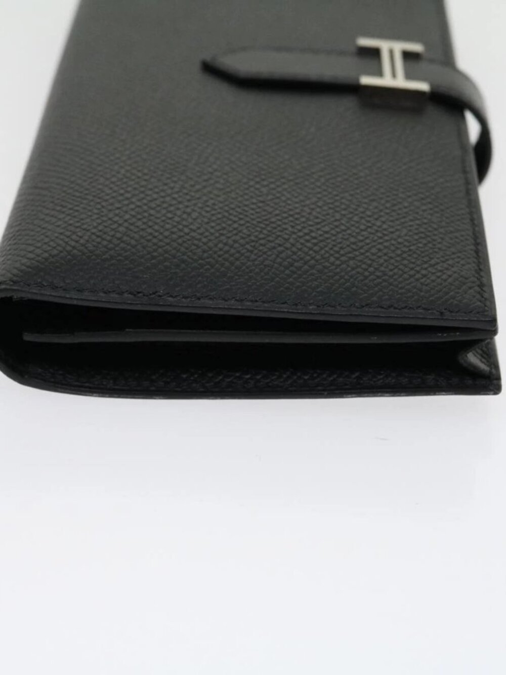 HERMES Bean souffl Long Wallet SilverMetal Black Auth 30947SM - Picture 3 of 16